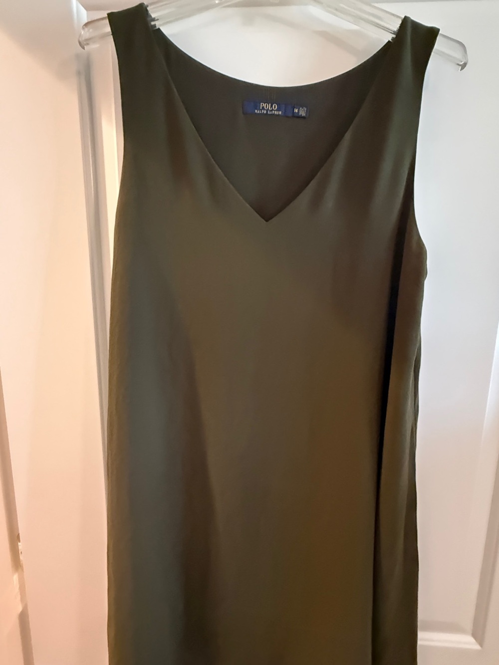 Polo by Ralph Lauren Olive V-Neck Midi Slip Dress